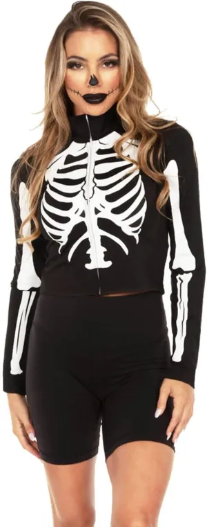 Tipsy Elves Halloween Womens Skeleton Costume Shirt - Cute and Spooky Adult Womens Skeleton Tops - Front Printed Ribcage