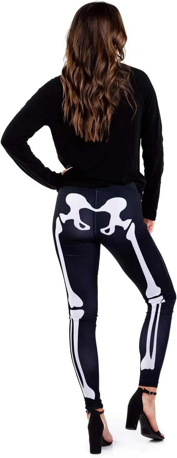 Tipsy Elves Halloween Womens Skeleton Costume Shirt - Cute and Spooky Adult Womens Skeleton Tops - Front Printed Ribcage