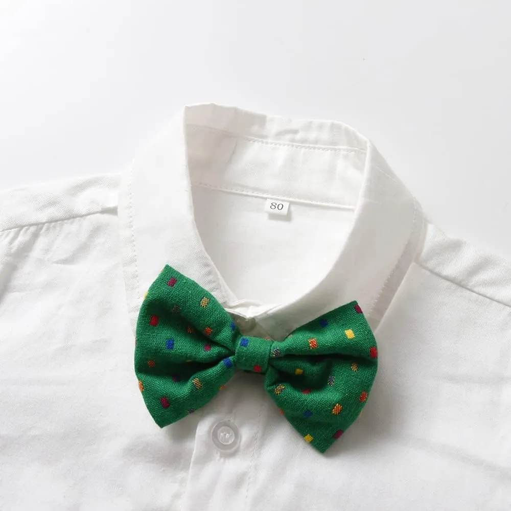 Toddler Boys Gentleman Outfits Long Sleeve White Bowtie Shirts Suspenders Pants Suits Tuxedos