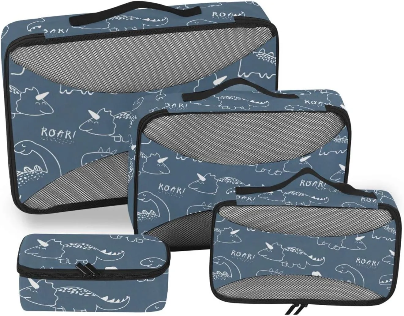 Travel Bags Organizer for Luggage 4 Set Luggage Cubes for Packing Travel Cubes for Luggage Pqcking Cubes Dino Blue