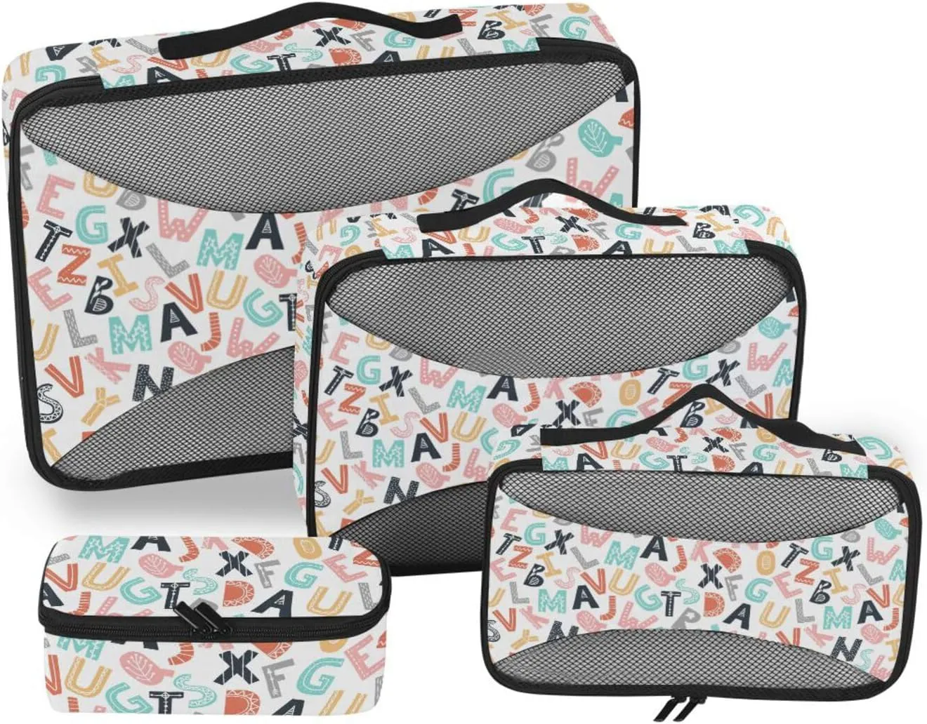 Travel Bags Organizer for Luggage Set of 4 Luggage Packing Cubes Suitcase Packing Cubes for Travel Oacking Cubes Scandinavian Style Alphabet