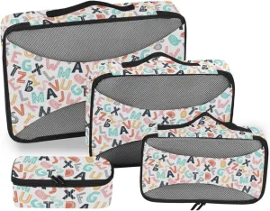 Travel Bags Organizer for Luggage Set of 4 Luggage Packing Cubes Suitcase Packing Cubes for Travel Oacking Cubes Scandinavian Style Alphabet