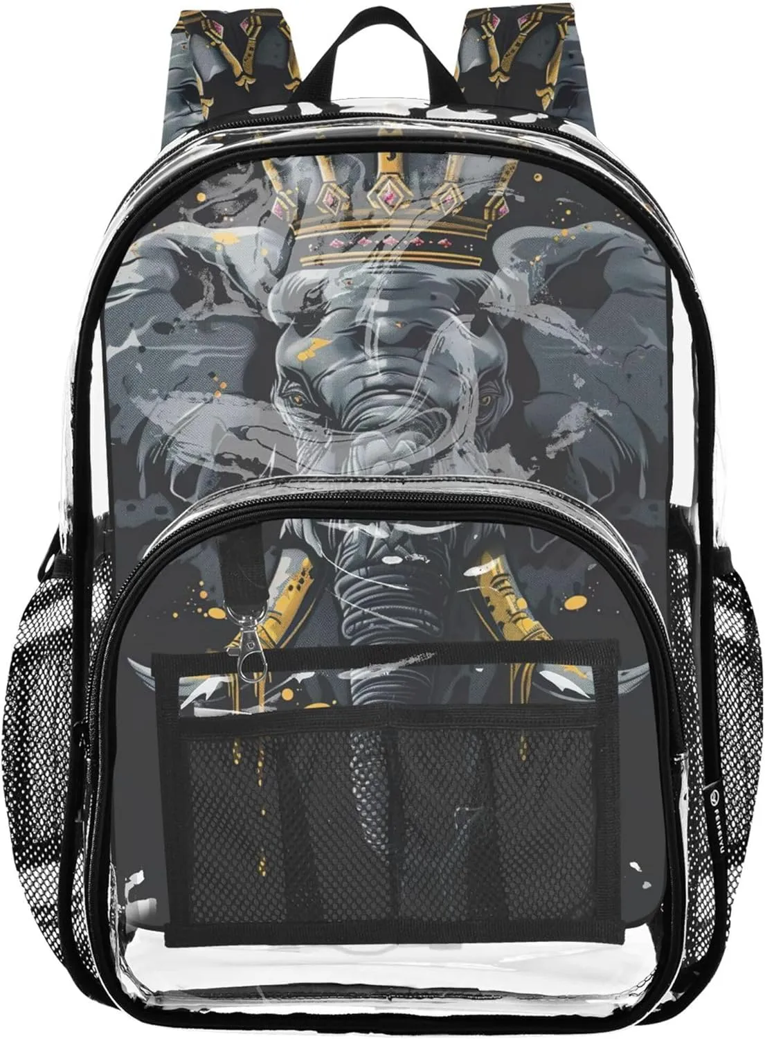 Travel Clear Backpack Floral Elephant Painting Girls Backpack Kids Boys School Clear Plastic Bag Pvc