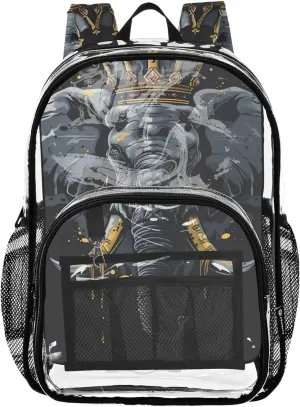 Travel Clear Backpack Floral Elephant Painting Girls Backpack Kids Boys School Clear Plastic Bag Pvc