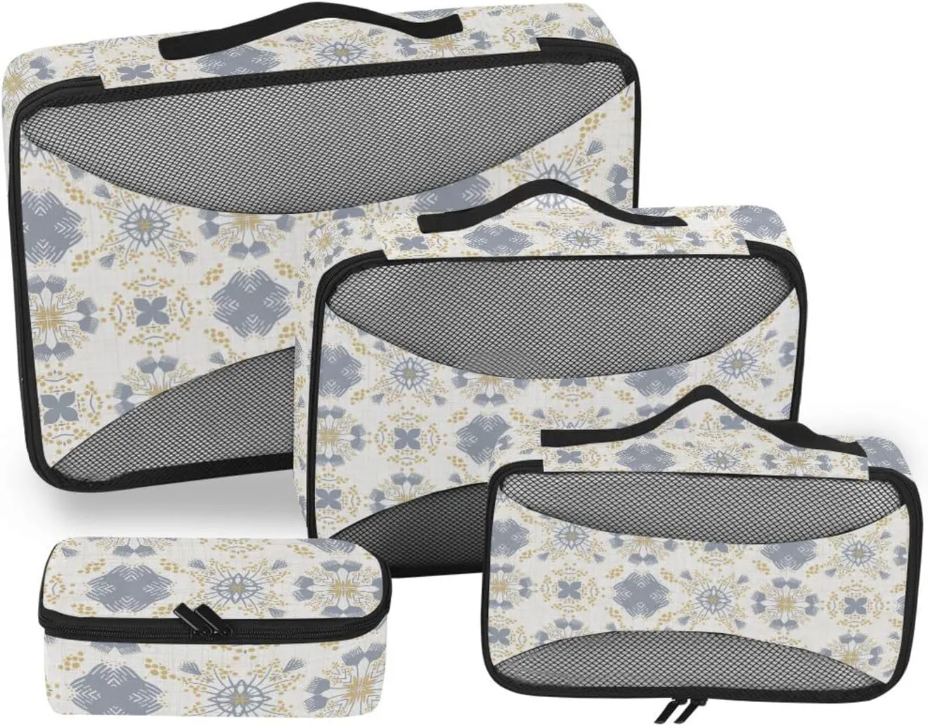 Travel Cubes 4 Set Luggage Organizer Bags Travel Bag Organizer for Luggage Packing Cubs French Blue Geometric