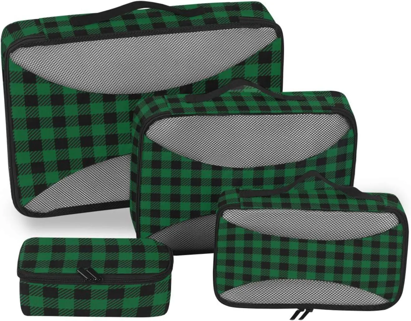Travel Cubes for Packing 4 Set Luggage Cubes Packing Organizers for Luggage Pcking Cubes Buffalo Plaid Green