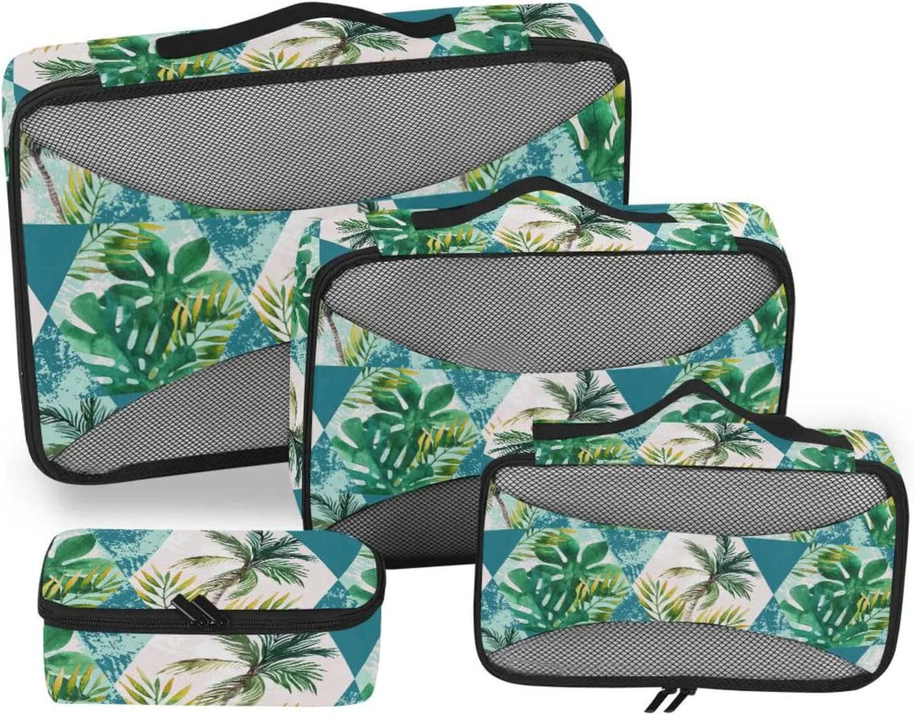 Travel Cubes for Packing 4 Set Luggage Organizer Packing Cubes for Luggage Paxking Cubes Tropical Leaves Palm Trees