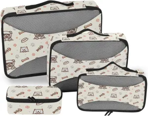 Travel Cubes for Packing 4 Set Luggage Organizers for Suitcase Suitcase Cubes Packing Cunes Pug Dog Cat