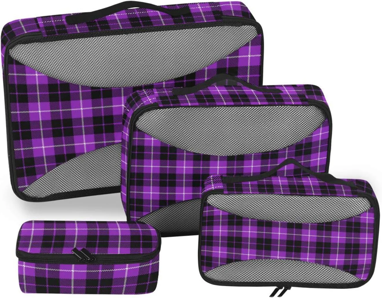Travel Cubes for Packing 4 Set Luggage Organizers for Suitcase Travel Cubes for Packing Carry on Bag Packing Cube Blue Plaid