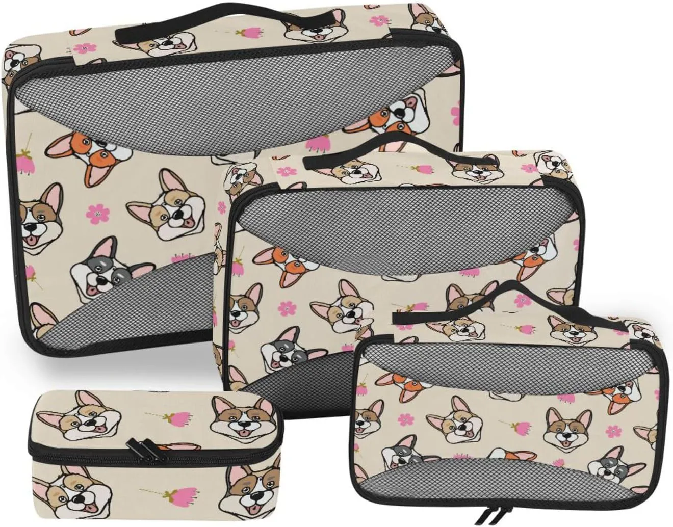Travel Cubes Set of 4 Luggage Organizer Travel Cubes for Packing Carry on Bag Packing Cubed Cute Puppy