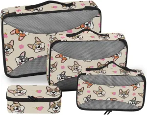 Travel Cubes Set of 4 Luggage Organizer Travel Cubes for Packing Carry on Bag Packing Cubed Cute Puppy