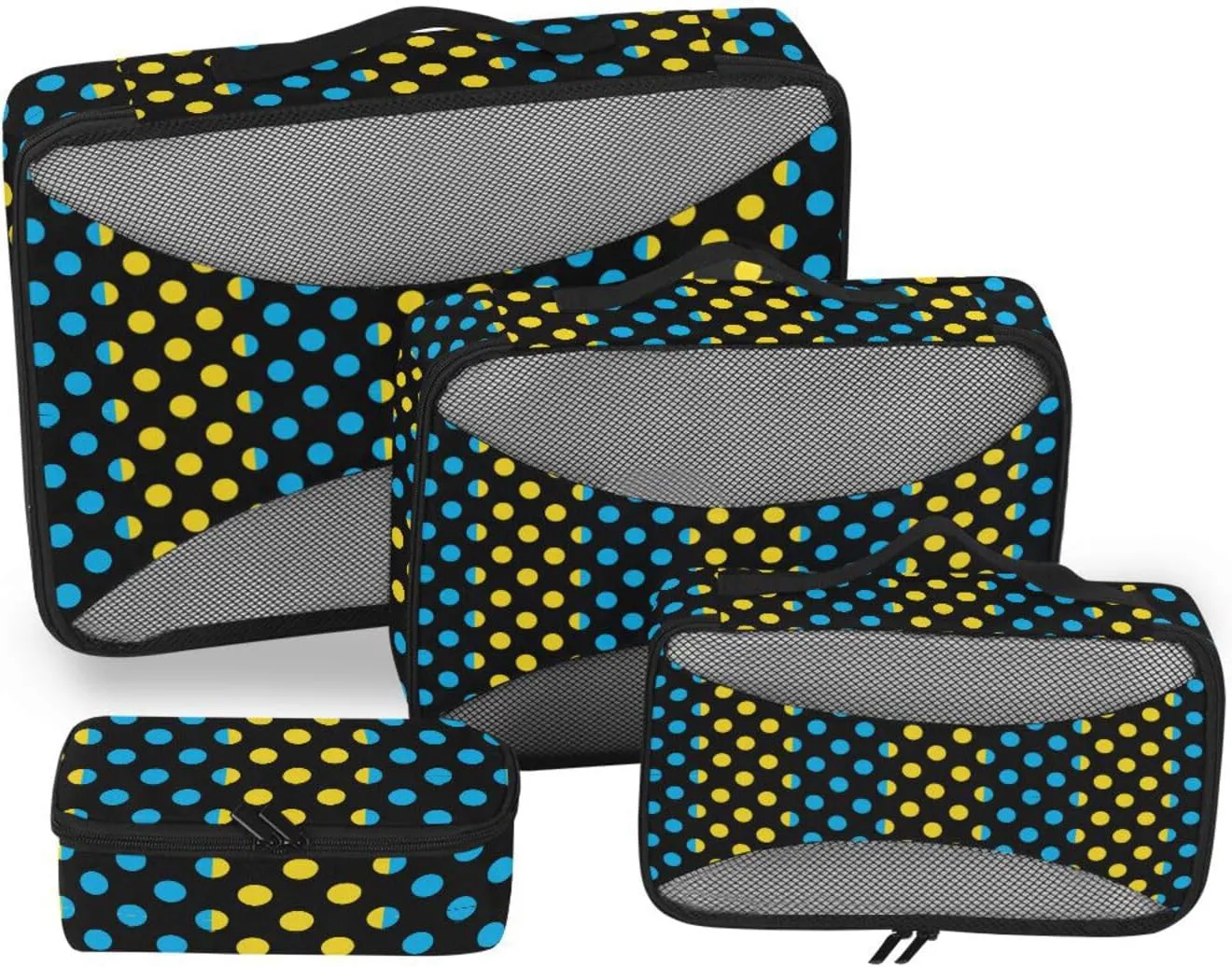 Travel Cubes Set of 4 Suitcase Organizer Bags Travel Organizer Bags for Luggage Packing Cuves Dots