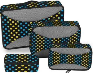 Travel Cubes Set of 4 Suitcase Organizer Bags Travel Organizer Bags for Luggage Packing Cuves Dots