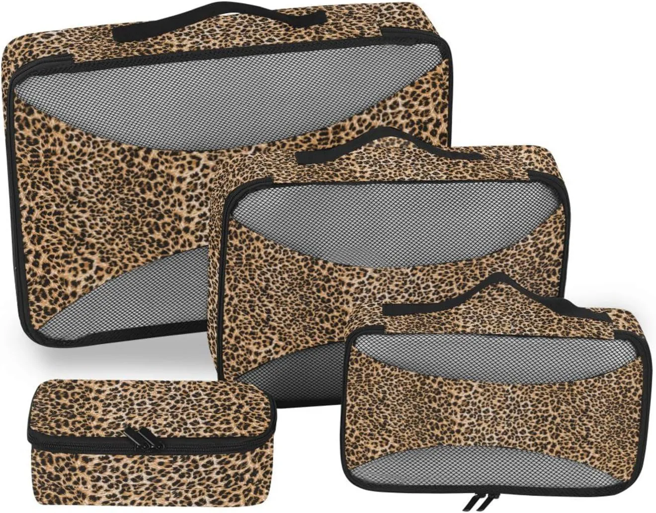 Travel Packing Cubes 4 Set Suitcase Organizer Packing Organizers for Luggage Pcking Cubes Brown Leopard