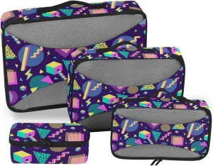 Travel Packing Organizers 4 Set Luggage Organizers for Suitcase Luggage Packing Cubes for Travel Packing Cube Vintage Geometric