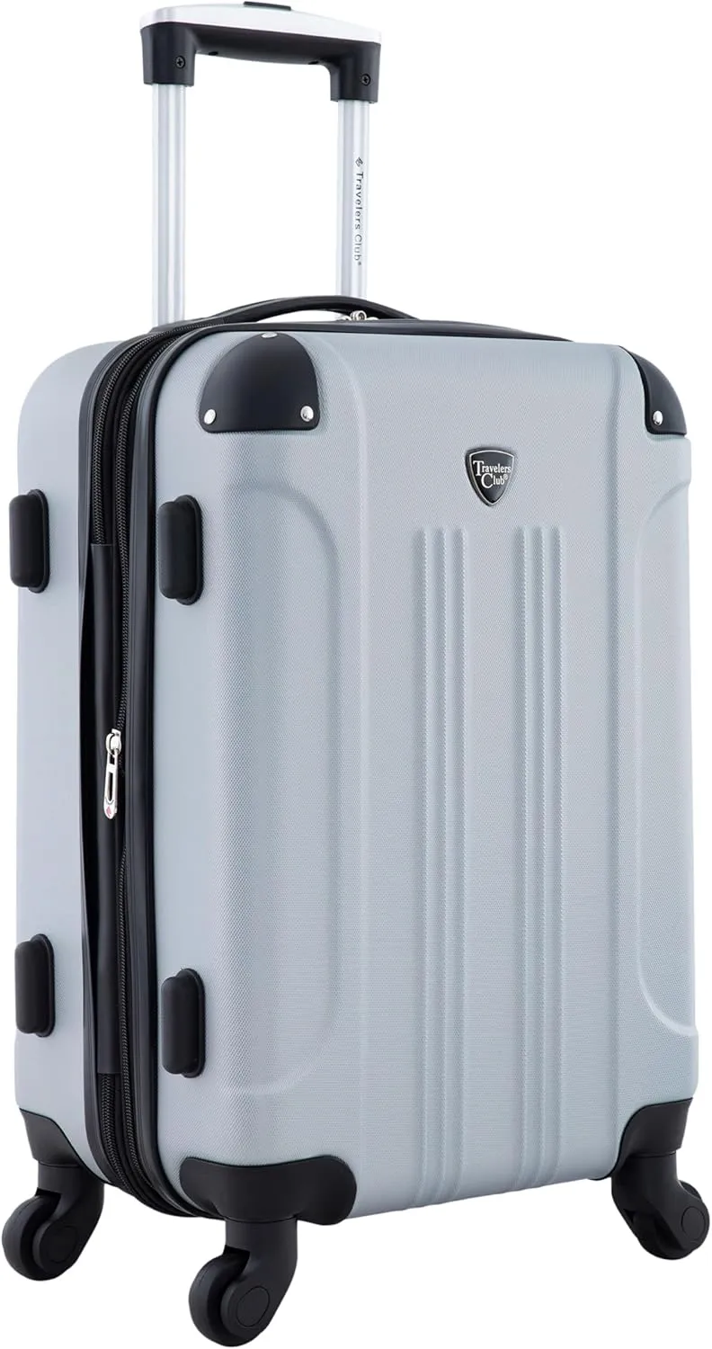 Travelers Club Chicago Hardside Expandable Spinner Luggage, Silver, 20" Carry-On
