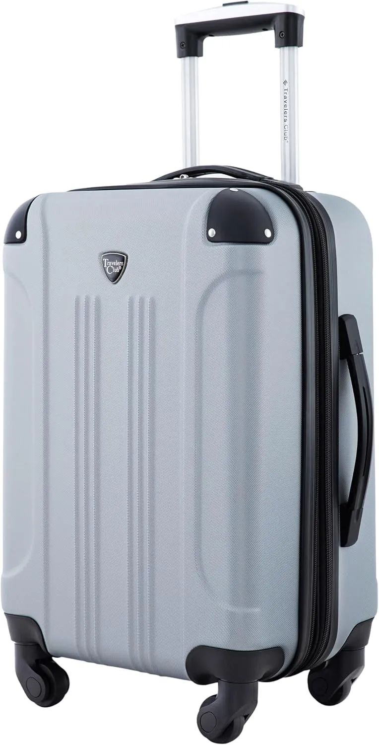 Travelers Club Chicago Hardside Expandable Spinner Luggage, Silver, 20" Carry-On