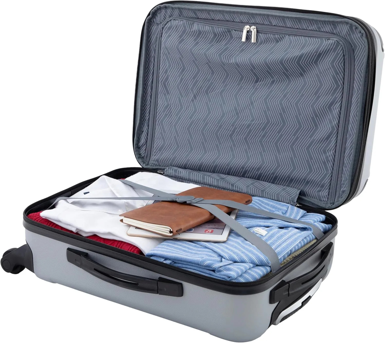 Travelers Club Chicago Hardside Expandable Spinner Luggage, Silver, 20" Carry-On