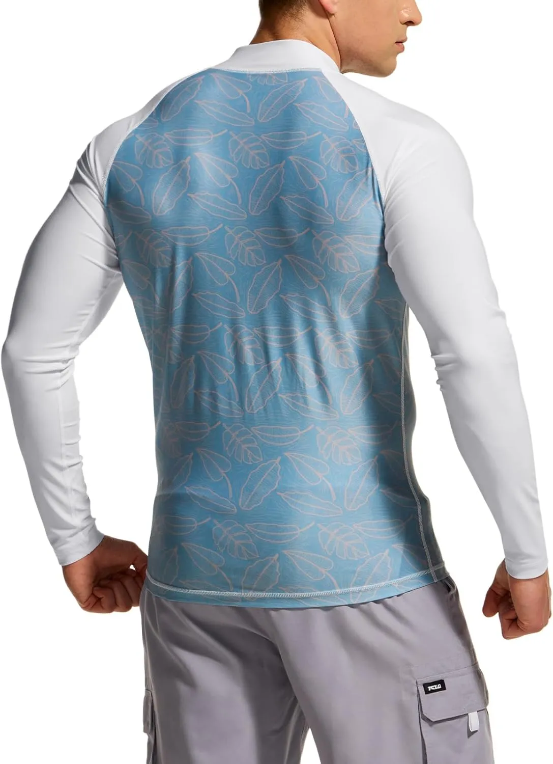 TSLA Men's Long Sleeve Zip Rash Guard, UPF50  UV/Sun Protection Quick Dry Swim Shirts