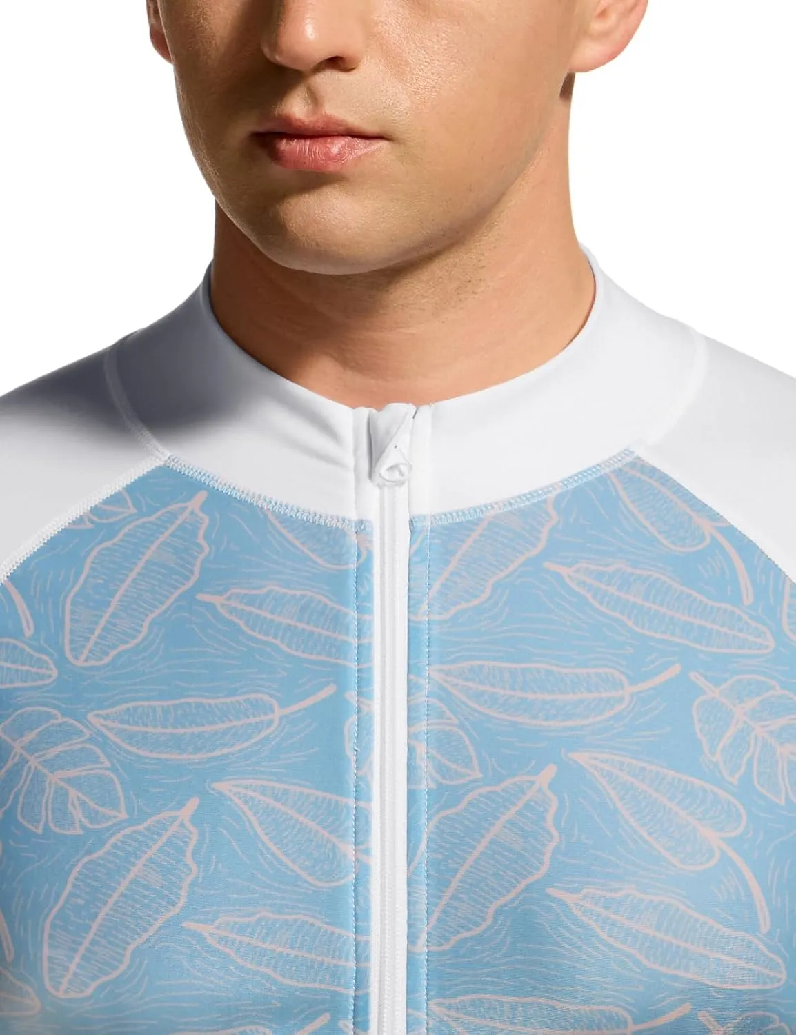 TSLA Men's Long Sleeve Zip Rash Guard, UPF50  UV/Sun Protection Quick Dry Swim Shirts