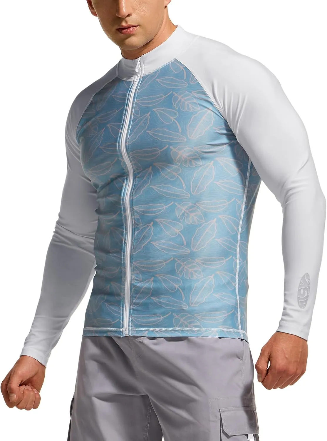 TSLA Men's Long Sleeve Zip Rash Guard, UPF50  UV/Sun Protection Quick Dry Swim Shirts