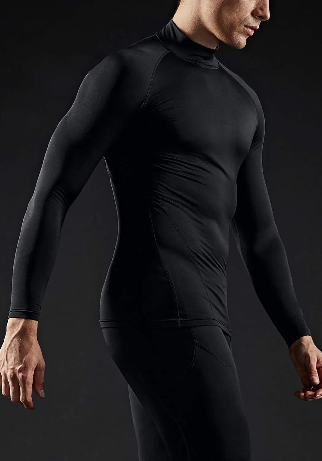 TSLA Men's Thermal Long Sleeve Compression Shirts, Mock/Turtleneck Winter Sports Running Base Layer Top