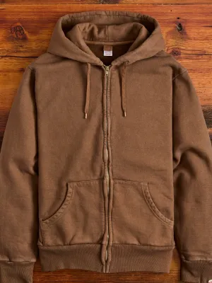 Tube Knit Zip Hoodie in Brown