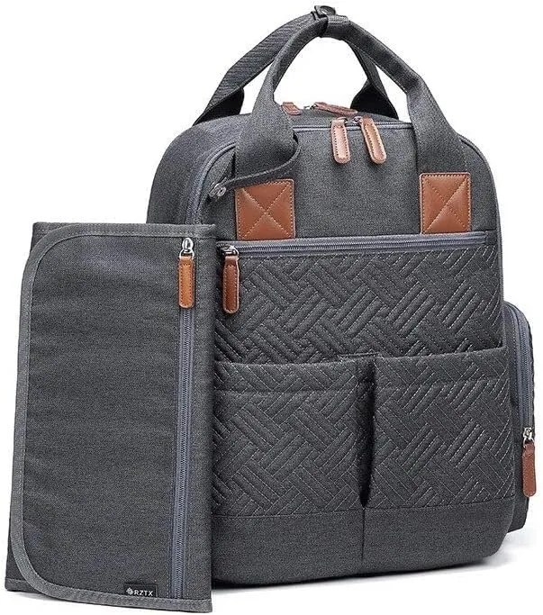 Ultimate Diaper Bag Backpack for Moms Gray with Pad
