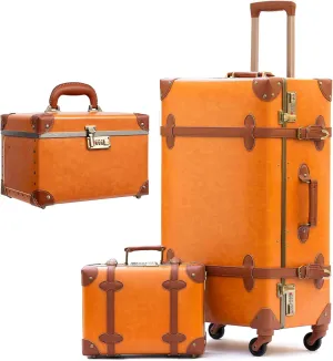 urecity Vintage Luggage Set of 3, 26 inch, 12 inch, 12.5 inch