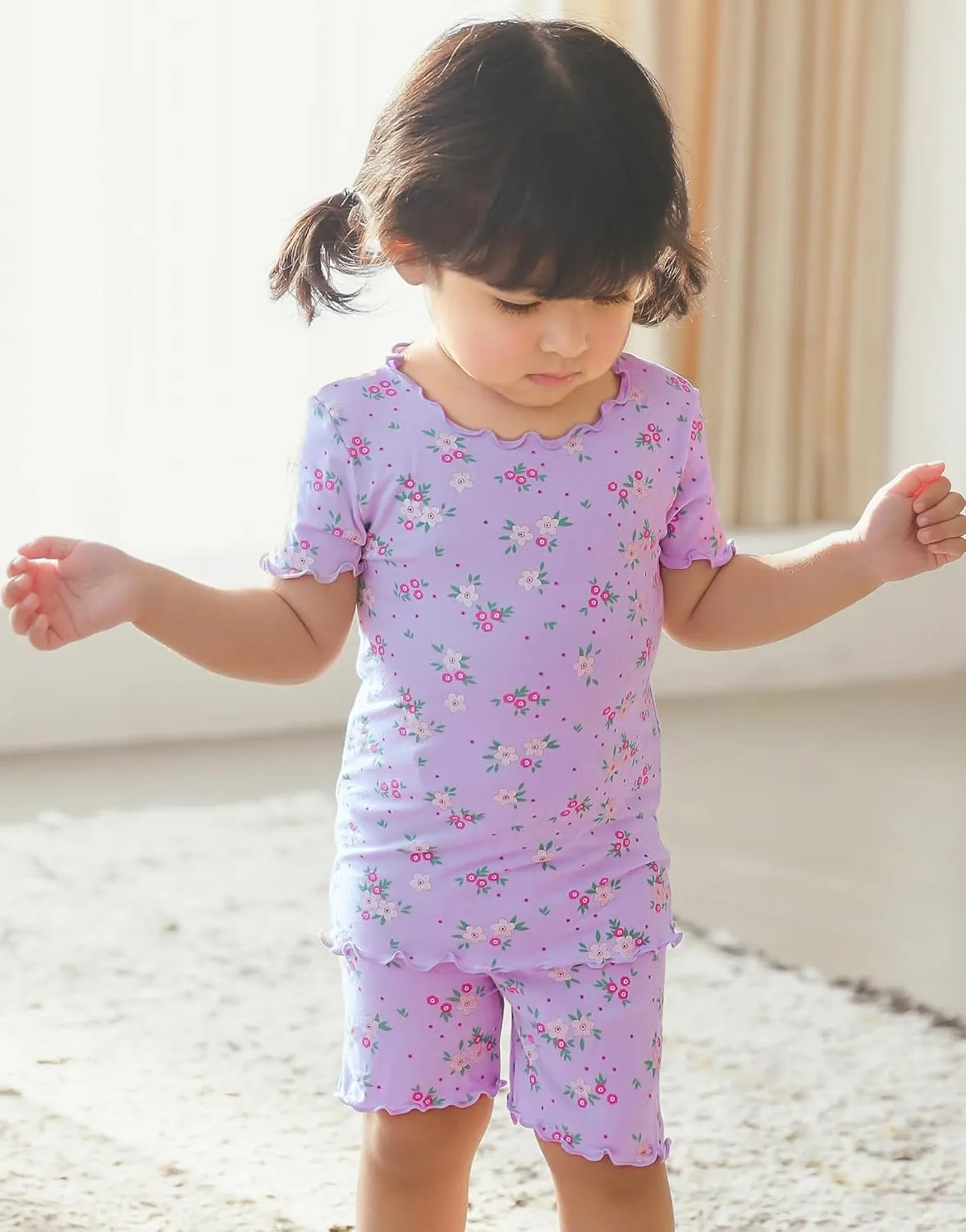 Vaenait Toddler Girls Boys Kids Girls Boys Animal Flower Patern Sleepwear Pajamas Summer Viscose Pjs