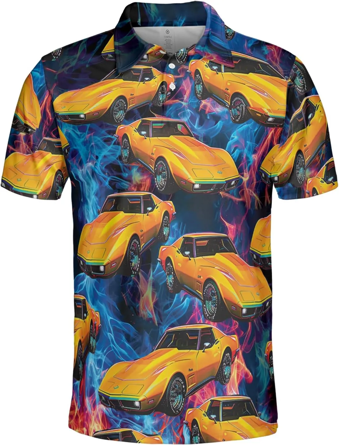 Vehicle Golf Shirt Men Funny Golf Polos for Men Dry Fit- Car Racing Golf Polo Shirts Hawaiian Polo Golf Outfits (MP_PL_39)