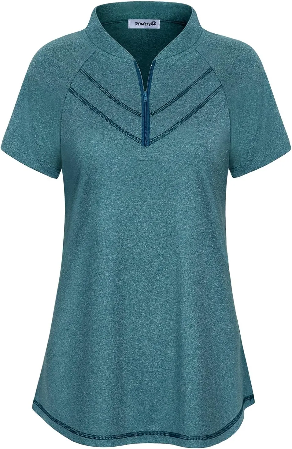 Vindery Women Quick-Dry Line Decor Front Yoga Workout Shirts Athletic Gym Loose Fit Tops