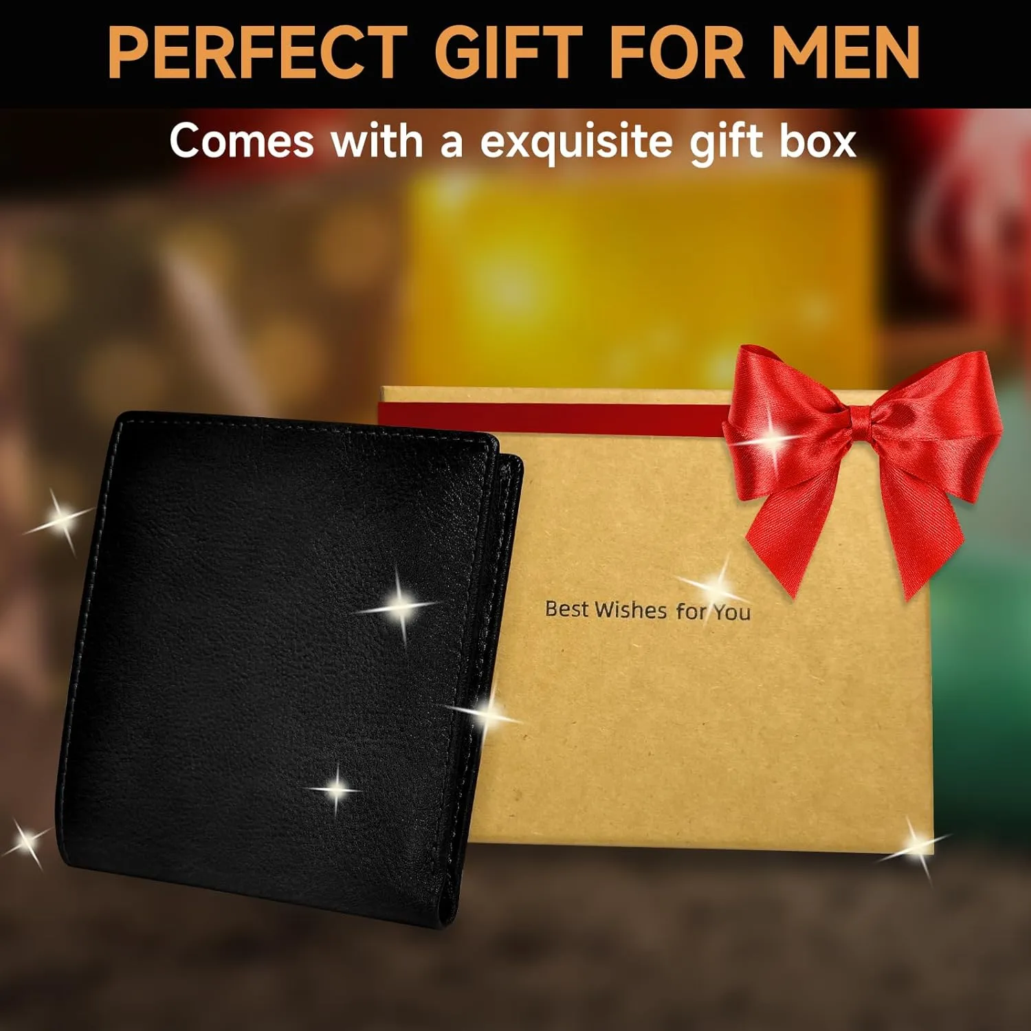 Wallet for Men RFID Blocking Credit Card Holder, Leather Bifold Slim Compact Minimalist Mens Wallet Money Clip with ID Window 10 Credit Card Slots