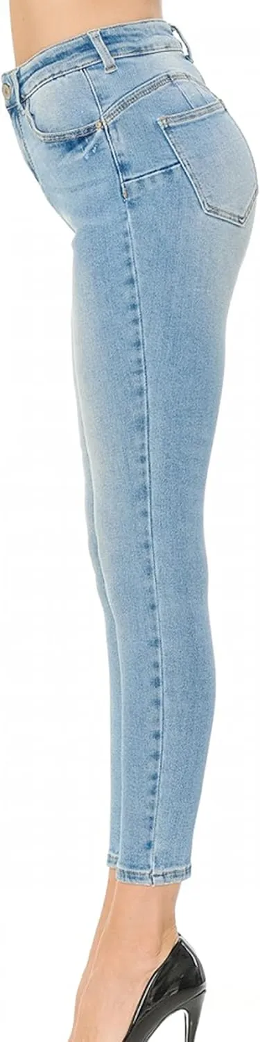 WAX JEAN Women's Butt I Love You Push-Up Classic 5-Pocket Ankle Skinny Jeans