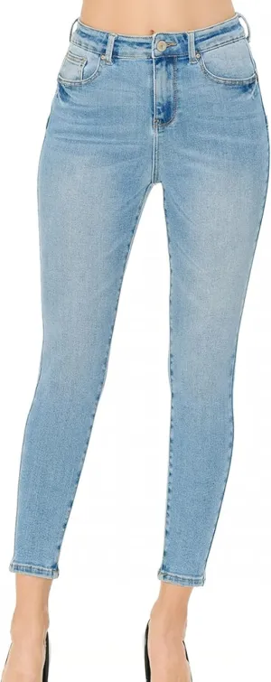 WAX JEAN Women's Butt I Love You Push-Up Classic 5-Pocket Ankle Skinny Jeans