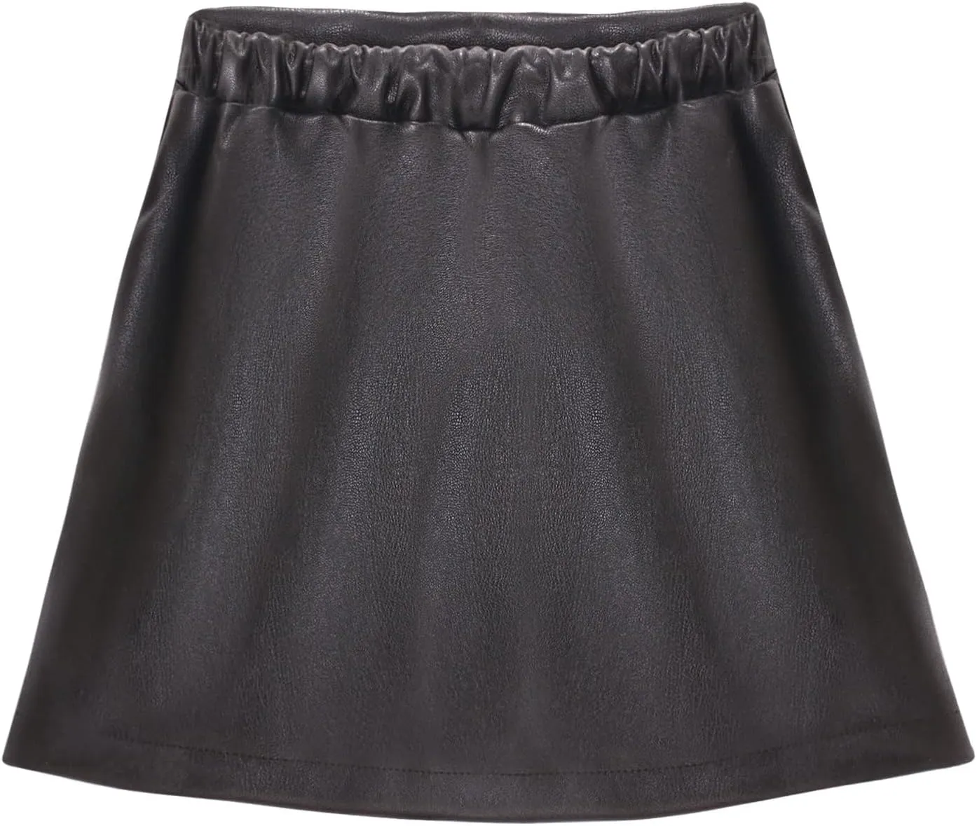 WELAKEN Faux Leather Skirt for Girls Toddler & Kids II Girl's A Line Skirt with Two Front Pockets