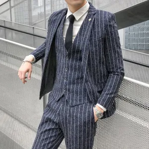 West Louis Business Style Formal Striped 2 Piece Suit