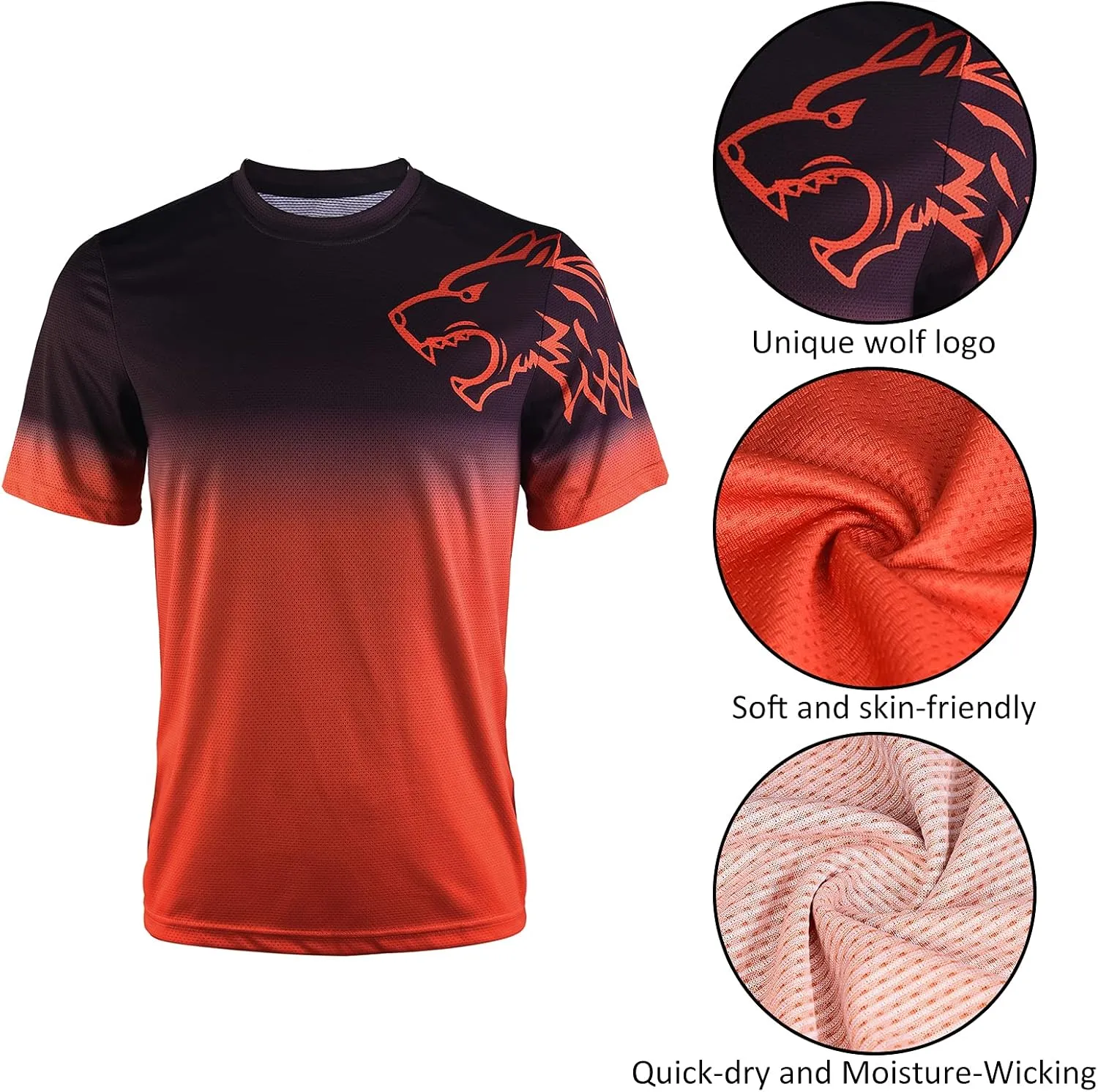Wisdom Leaves Mens Mountain Bike Jersey Short Sleeve MTB Shirts Moisture-Wicking and Quick-Dry