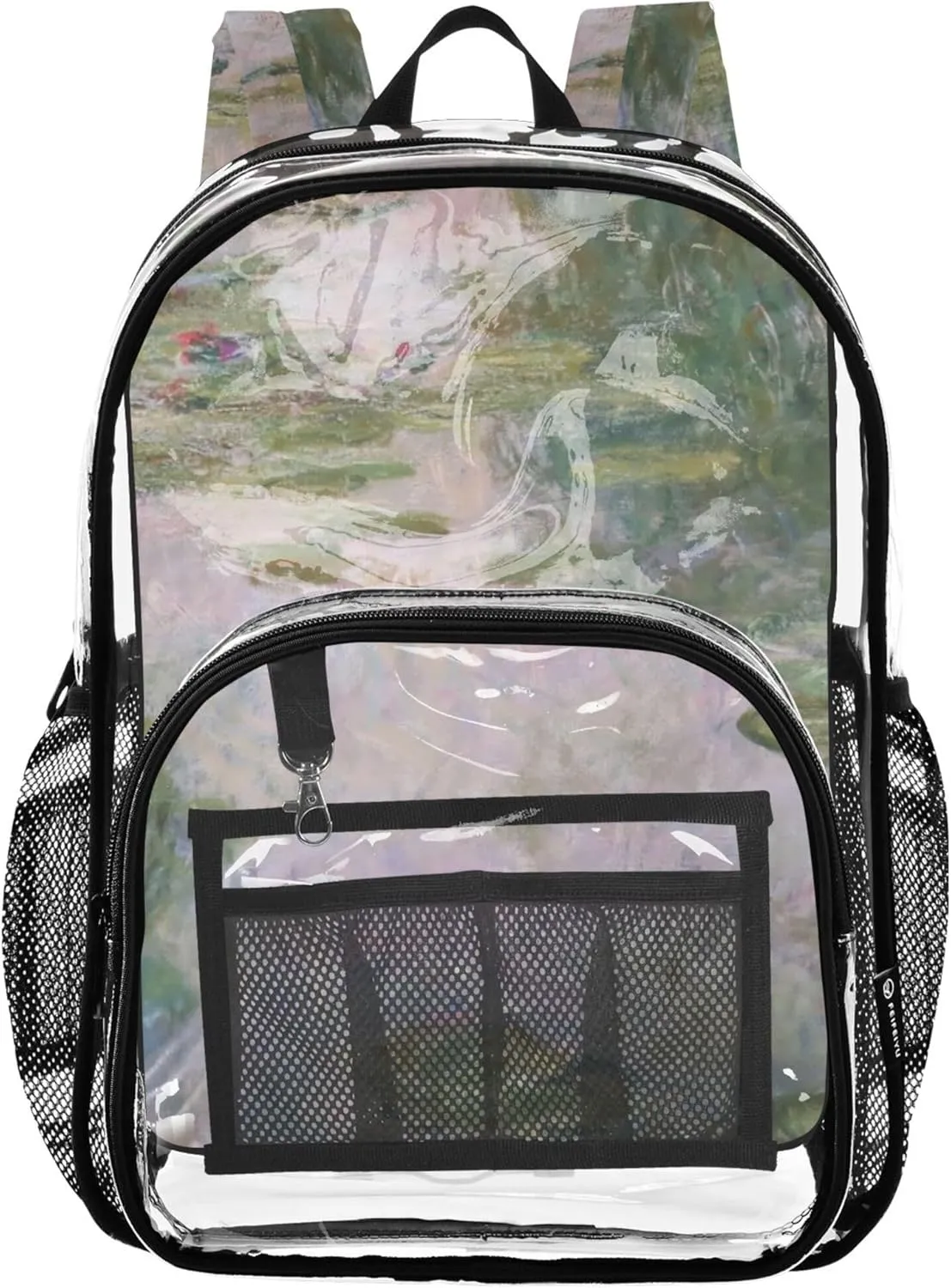 Women Clear Backpack Cute Boys Backpacks for Girls School Clear Plastic Bag Pvc Claude Monet Water Lilies Oil Painting