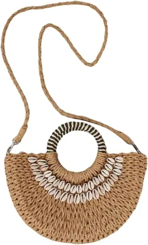 Women Straw Bag Handwoven Summer Beach Handbag Handmade Tote Bag Casual Top Handle Clutch Bag Rattan Bags 2025