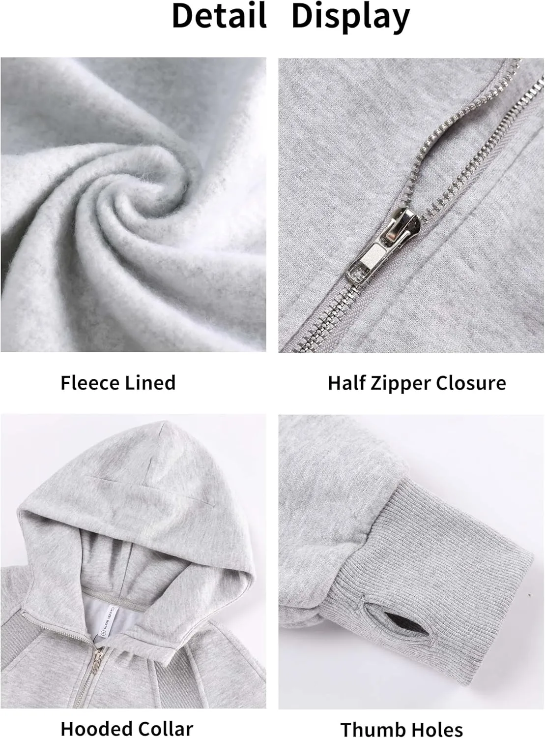 Women's 2024 Sweatshirts Half Zip Cropped Pullover Fleece Quarter Zipper Hoodies Fall Outfits Clothes Thumb Hole