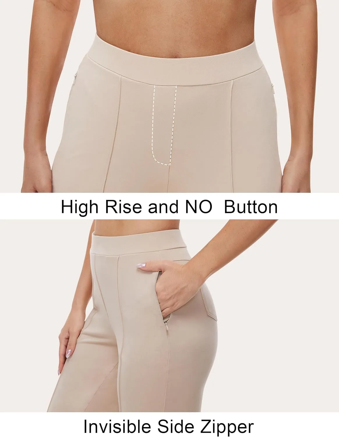 Womens 27"/29"/31" Wide Leg Pull On Loose Yoga Gym Pants, High Waist Tall, Petite, Regular Work Business Slacks
