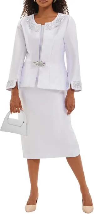 Women's 3 Piece Church Suits for Formal Occasions with Handmade Diamond Hot Stamping Dress Church Set