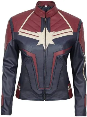 Women's Captain Slim Fit Biker Star Logo Superhero Halloween Costume Cosplay Motorcycle Faux Leather Jacket
