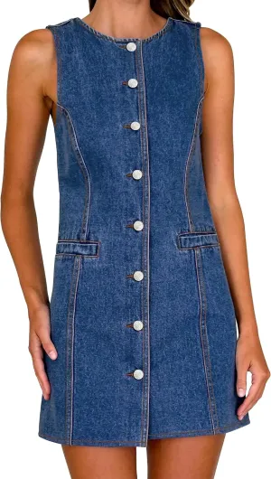 Women's Denim Dress Jean Sleeveless Button Down Shirt Mini Tank Casual Summer Dresses with Pocket 2025 Trendy Outfits