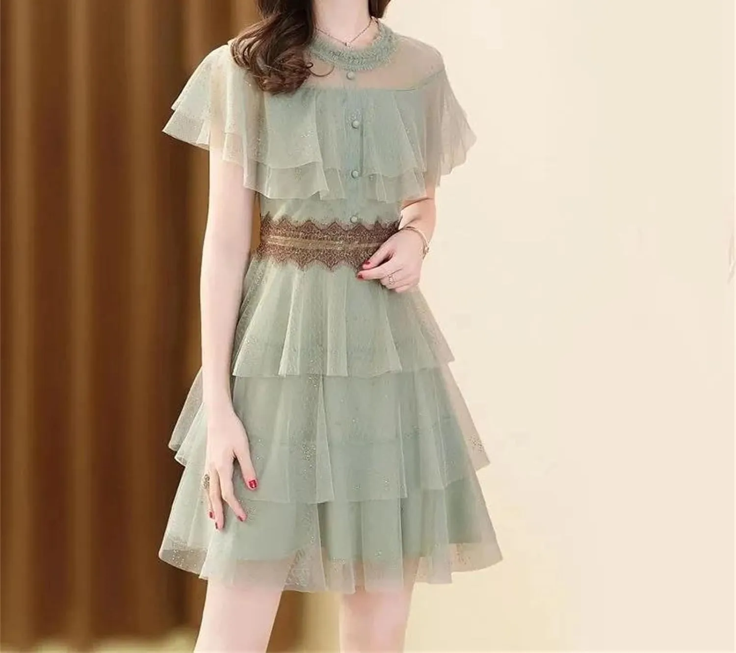 WomenS Lace Mesh Panel Skirt Set - Summer Casual Two Piece with Spliced Design