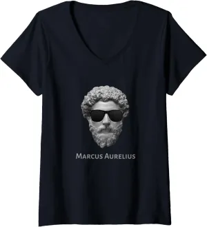 Womens Marcus Aurelius - Emperor, Stoic, Legend V-Neck T-Shirt