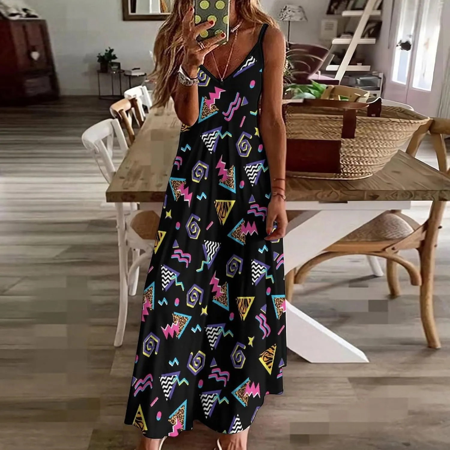 Womens Maxi Dress, Women Dress, Womens Sundress Casual Spaghetti Strap V Neck Sleeveless Dress