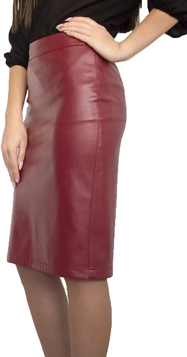 Women's Office Hot Work Lined Pencil Bodycon Leather Business Skirt