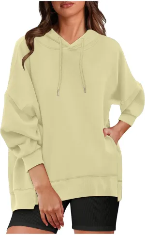 Women's Oversize Hoodies Fleece Long Sleeve Shirts Drawstring Pullover Tops Fall Casual Sweatshirts with Pocket